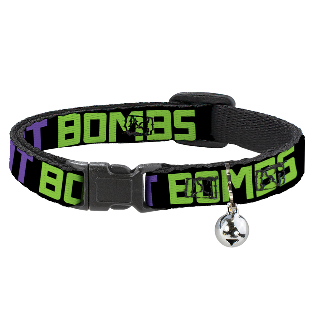 Cat Collar Breakaway - DROP BASS NOT BOMBS Black Blue Yellow Purple Green Breakaway Cat Collars Buckle-Down   