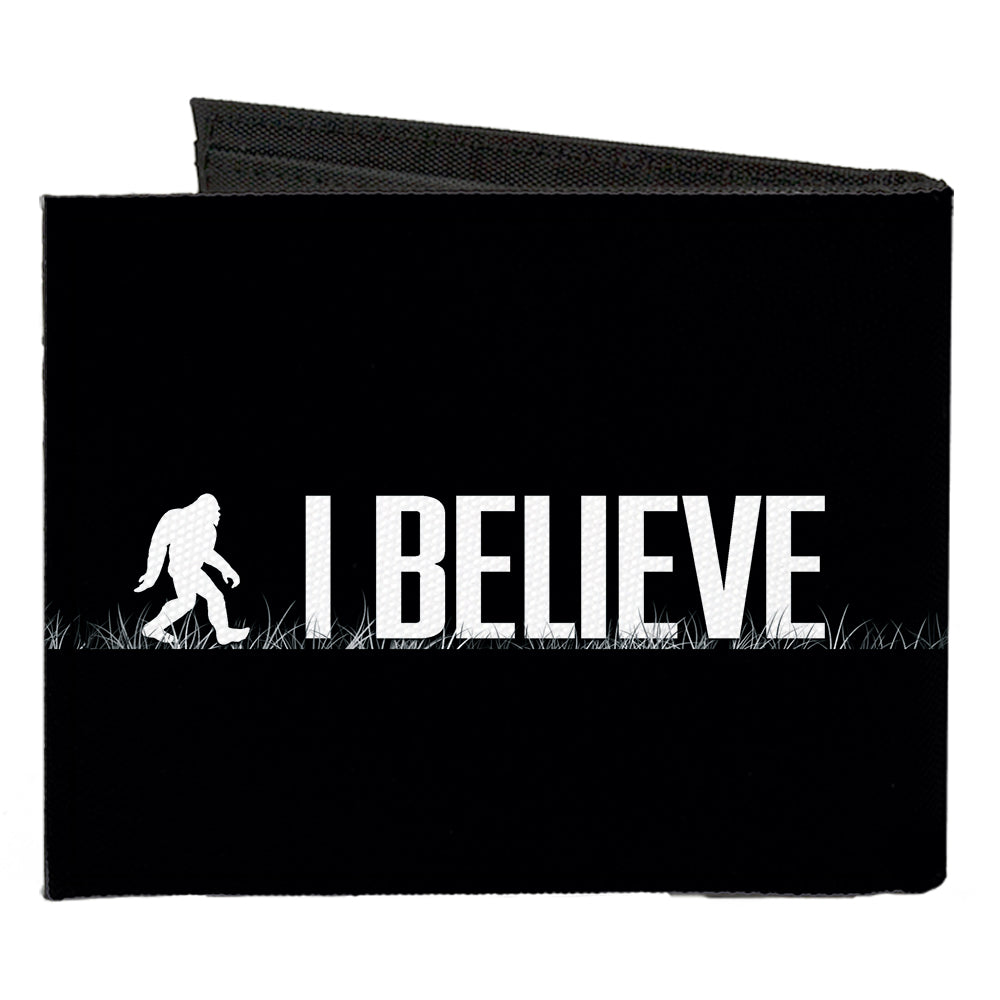 Canvas Bi-Fold Wallet - Bigfoot Silhouette I BELIEVE Black Gray White Canvas Bi-Fold Wallets Buckle-Down   
