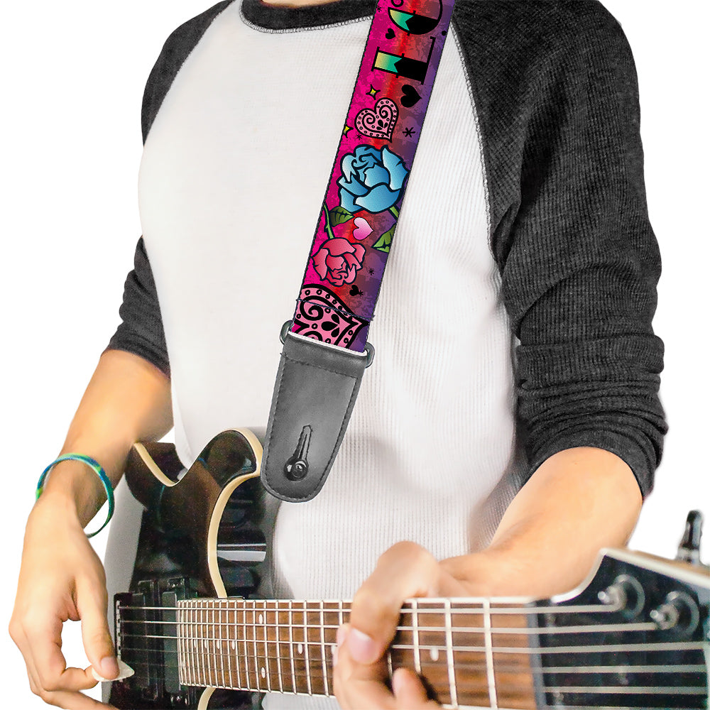 Guitar Strap - Love Love Pink Guitar Straps Buckle-Down   