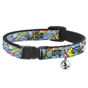 Cat Collar Breakaway - Rainbow Cloud Stars Baby Blue Breakaway Cat Collars Buckle-Down   