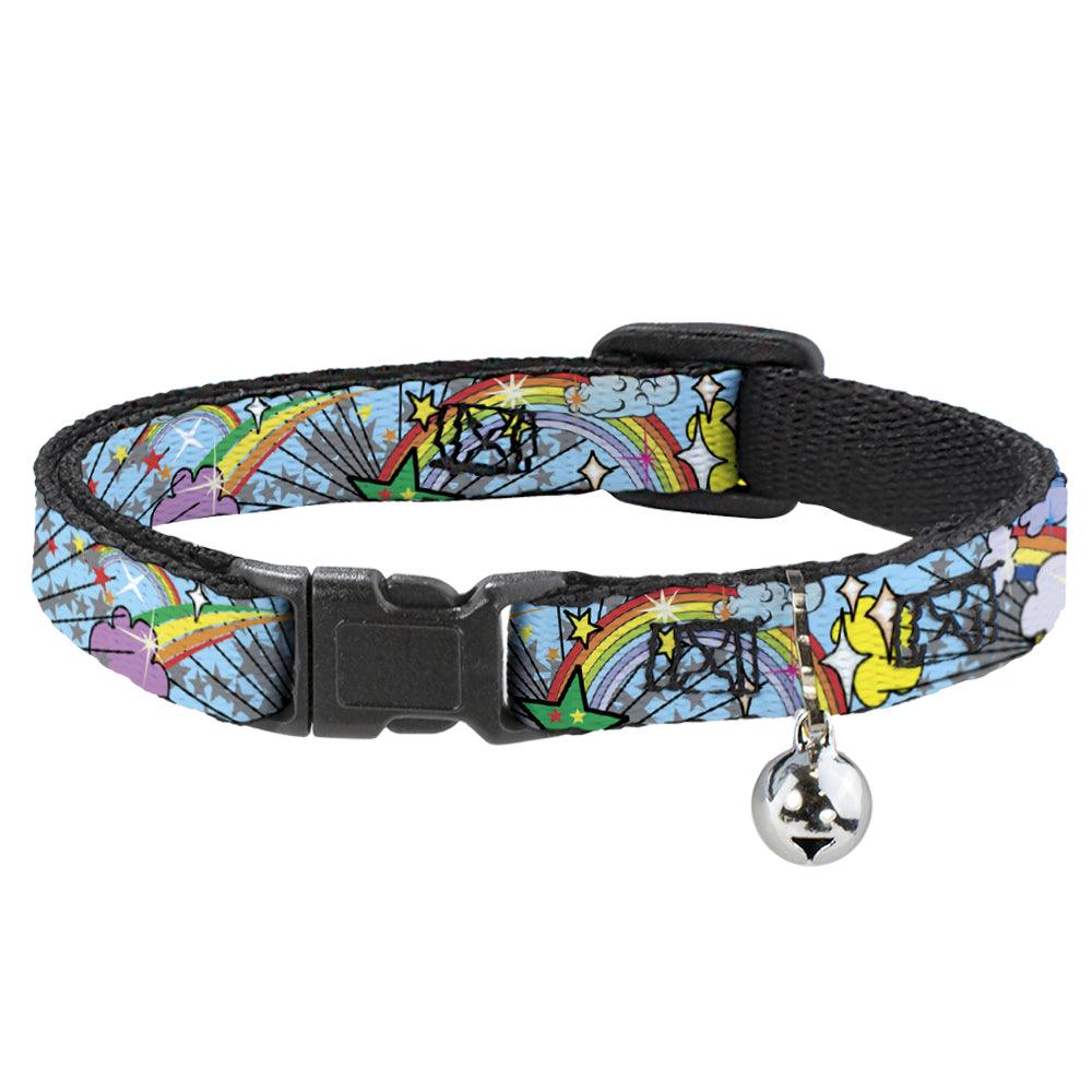 Cat Collar Breakaway - Rainbow Cloud Stars Baby Blue Breakaway Cat Collars Buckle-Down   