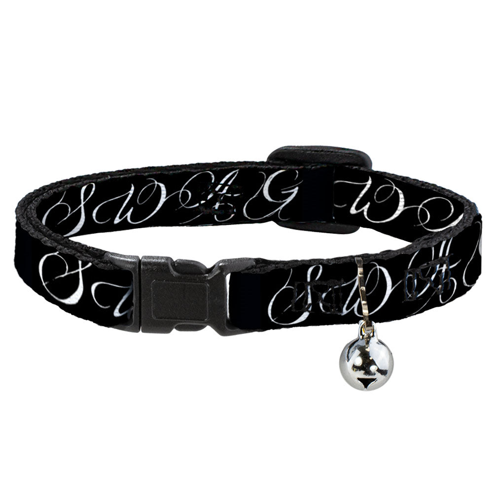 Cat Collar Breakaway - SWAG Script Black White Breakaway Cat Collars Buckle-Down   
