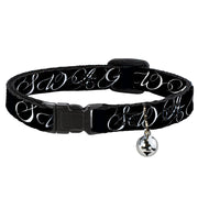 Cat Collar Breakaway - SWAG Script Black White Breakaway Cat Collars Buckle-Down   