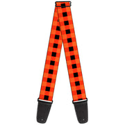 Guitar Strap - Buffalo Plaid Black Orange Guitar Straps Buckle-Down   