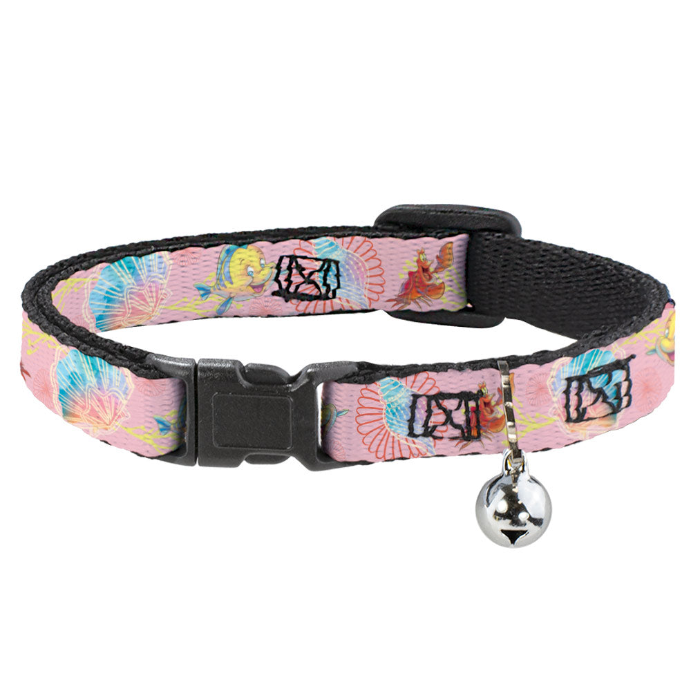 Cat Collar Breakaway with Bell - The Little Mermaid Flounder and Sebastian Under the Sea Pinks Breakaway Cat Collars Disney   
