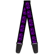Guitar Strap - BD Skulls w Wings Black Purple Guitar Straps Buckle-Down   