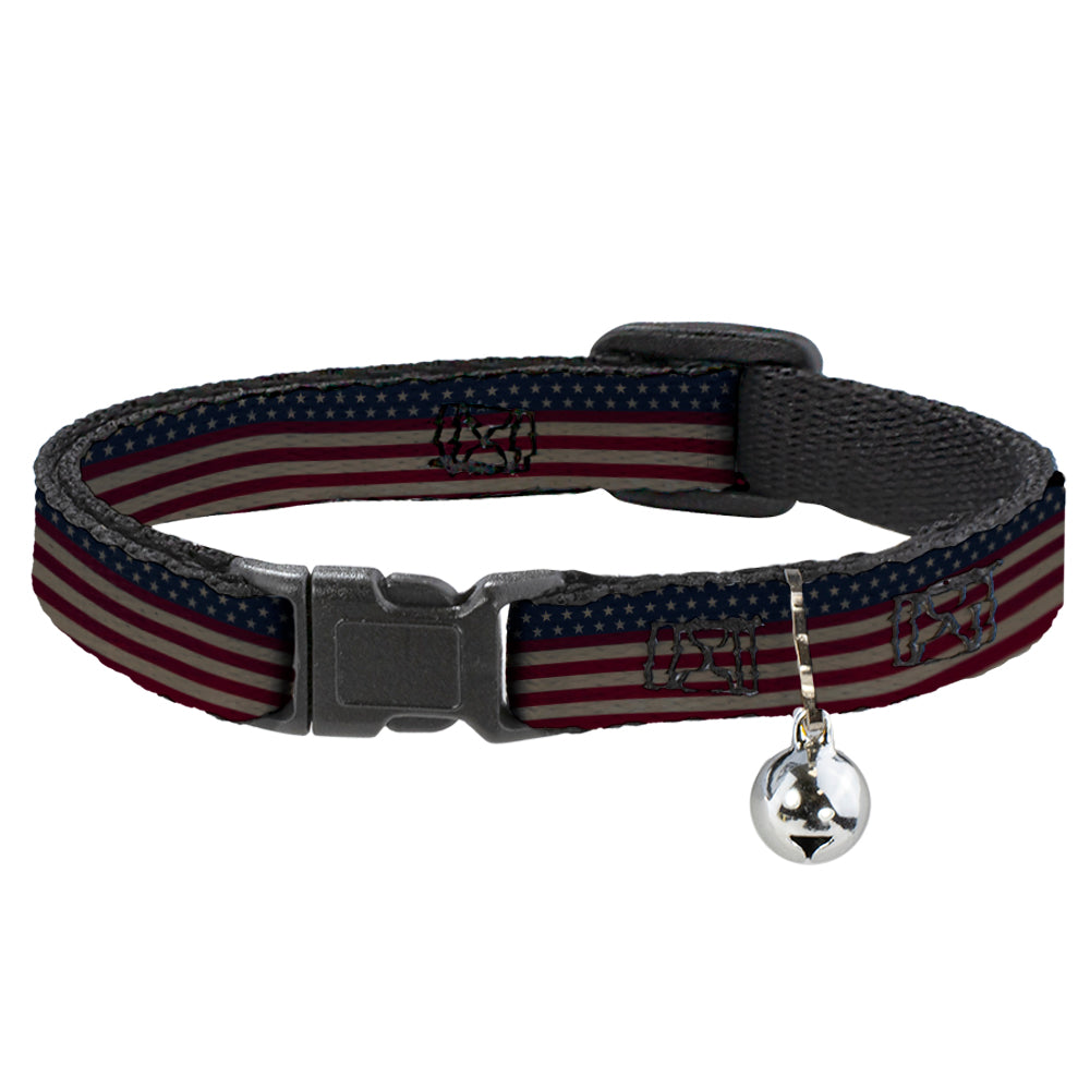Cat Collar Breakaway - United States Flag Stars & Stripes Distressed Breakaway Cat Collars Buckle-Down   