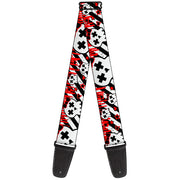 Guitar Strap - Girlie Skull Black White w Red Paint Drips Guitar Straps Buckle-Down   
