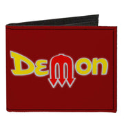 Canvas Bi-Fold Wallet - Vintage Dodge DEMON Logo Burgundy Silver Yellow Red Canvas Bi-Fold Wallets Dodge   