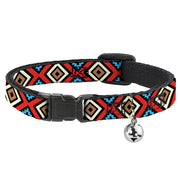 Cat Collar Breakaway - Geometric1 Black Red Tan Brown Baby Blue Breakaway Cat Collars Buckle-Down   