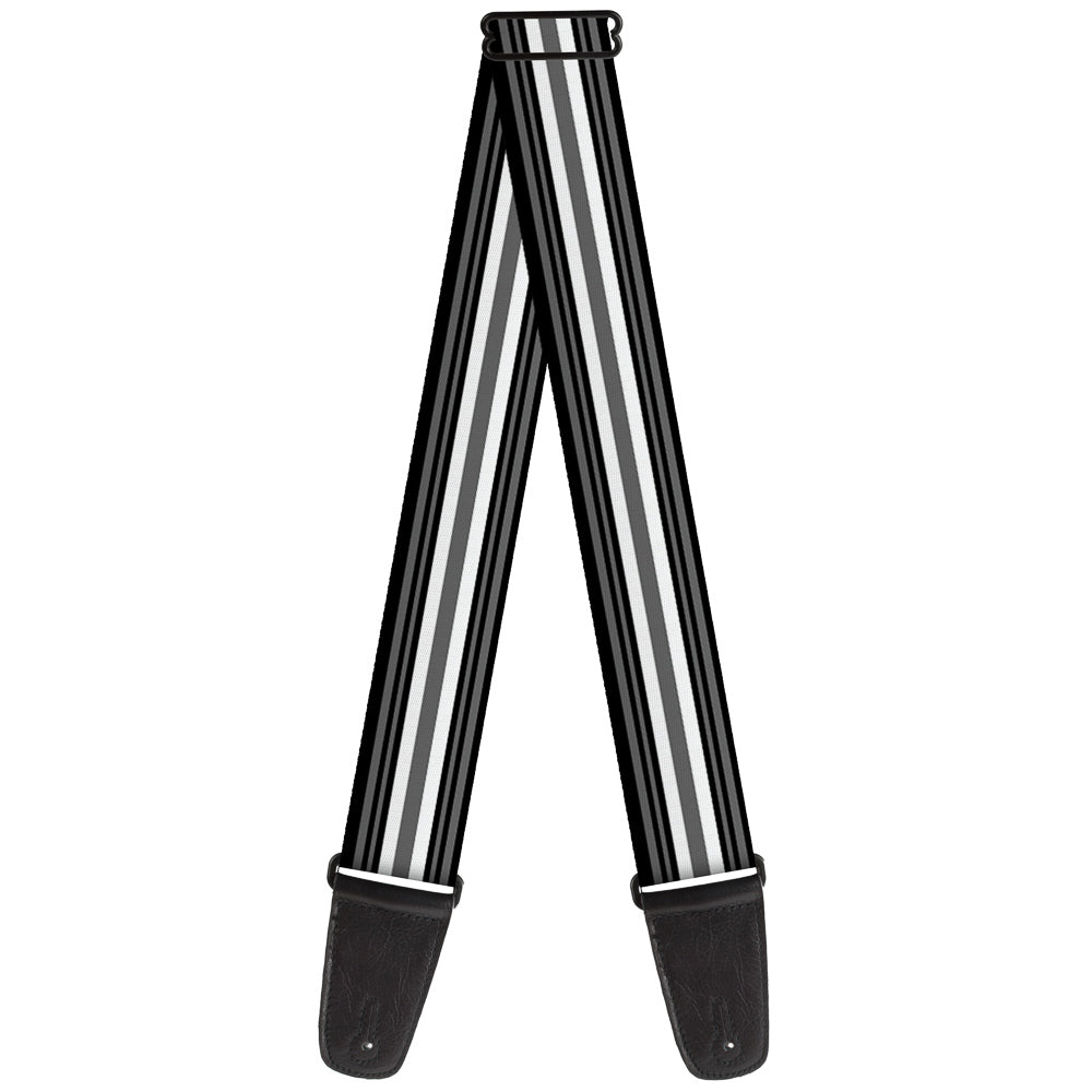 Guitar Strap - Striped Black Gray White Guitar Straps Buckle-Down   