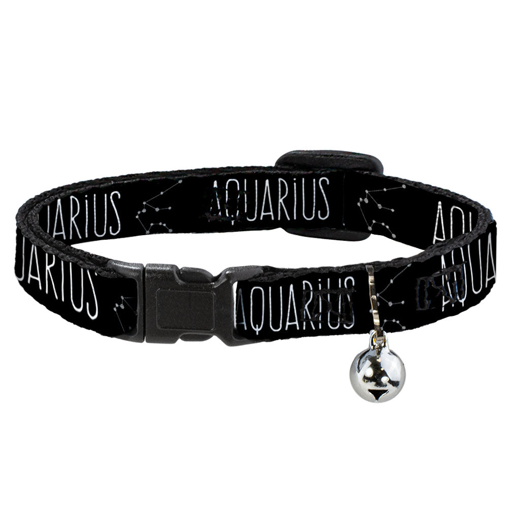 Cat Collar Breakaway - Zodiac AQUARIUS Constellation Black White Breakaway Cat Collars Buckle-Down   