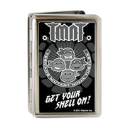 Business Card Holder - LARGE - TMNT Group Pose Shell GET YOUR SHELL ON! Brushed Silver Metal ID Cases Teenage Mutant Ninja Turtles