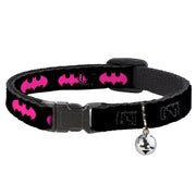 Cat Collar Breakaway with Bell - Batman Signal Black Fuchsia Breakaway Cat Collars DC Comics   