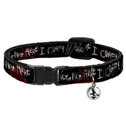 Cat Collar Breakaway - A Nightmare on Elm Street READY OR NOT HERE I COME Freddy Silhouette Black Reds White Breakaway Cat Collars A Nightmare on Elm Street