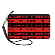 Canvas Zipper Wallet - SMALL - The Suicide Squad 2021 CUIDADO HARLEY QUINN Caution Stripe Red Black Canvas Zipper Wallets DC Comics   