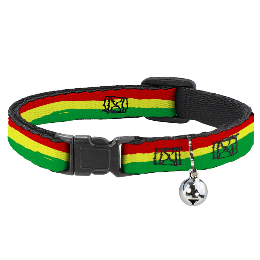 Cat Collar Breakaway - Rasta Stripes Painted Green Yellow Red Breakaway Cat Collars Buckle-Down   