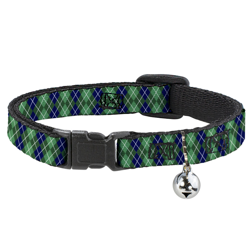 Cat Collar Breakaway - Argyle Green Navy Green White Breakaway Cat Collars Buckle-Down   