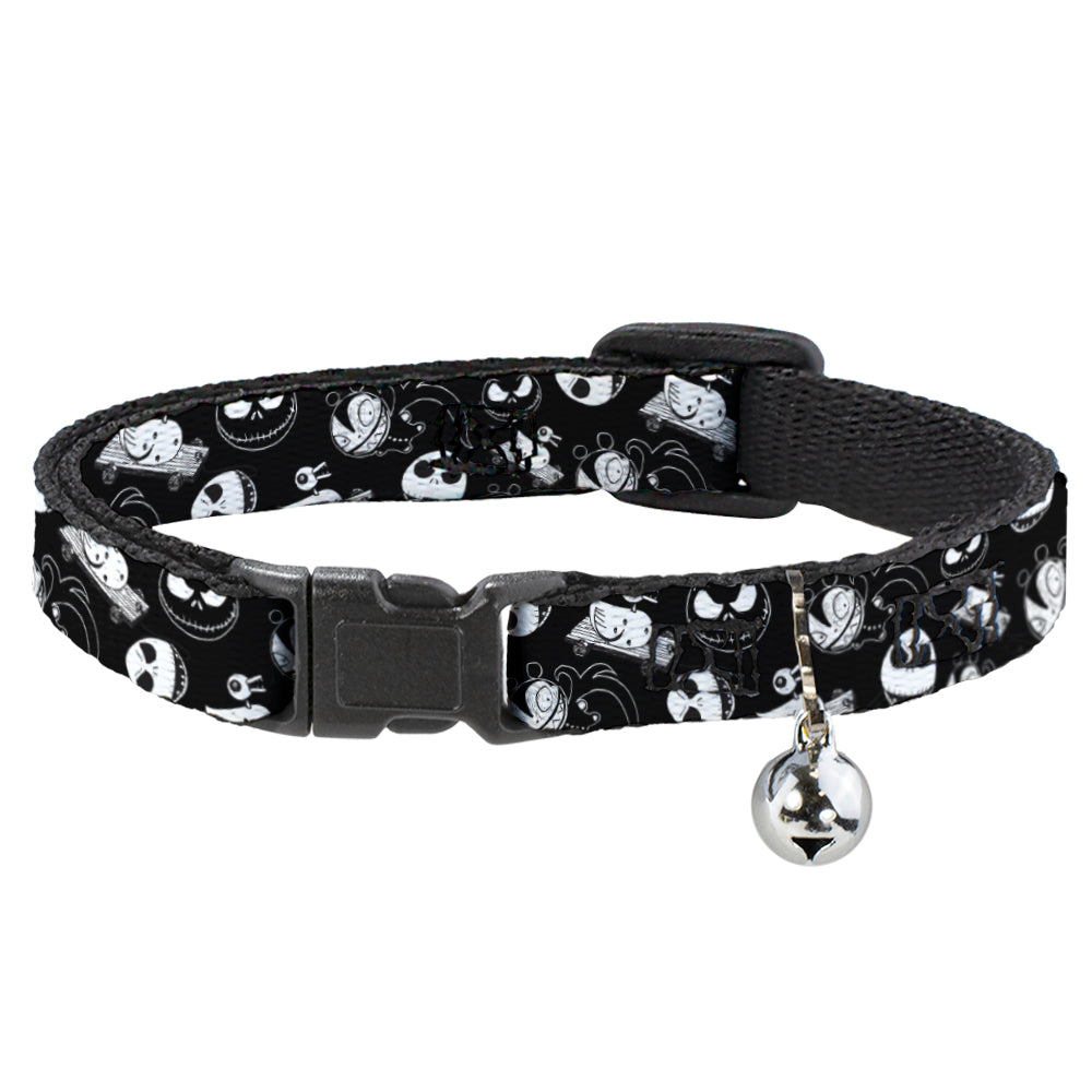 Cat Collar Breakaway - Nightmare Before Christmas Jack Expressions Scary Teddy Killer Duck Collage Black White Breakaway Cat Collars Disney   