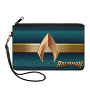 Canvas Zipper Wallet - LARGE - AQUAMAN 2017 Icon Scales Stripe Blues Golds Canvas Zipper Wallets DC Comics   