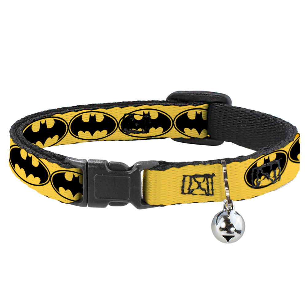 Cat Collar Breakaway - Bat Signal-3 Yellow Black Yellow Breakaway Cat Collars DC Comics   
