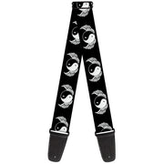 Guitar Strap - Yin Yang w Wings Black White Guitar Straps Buckle-Down   