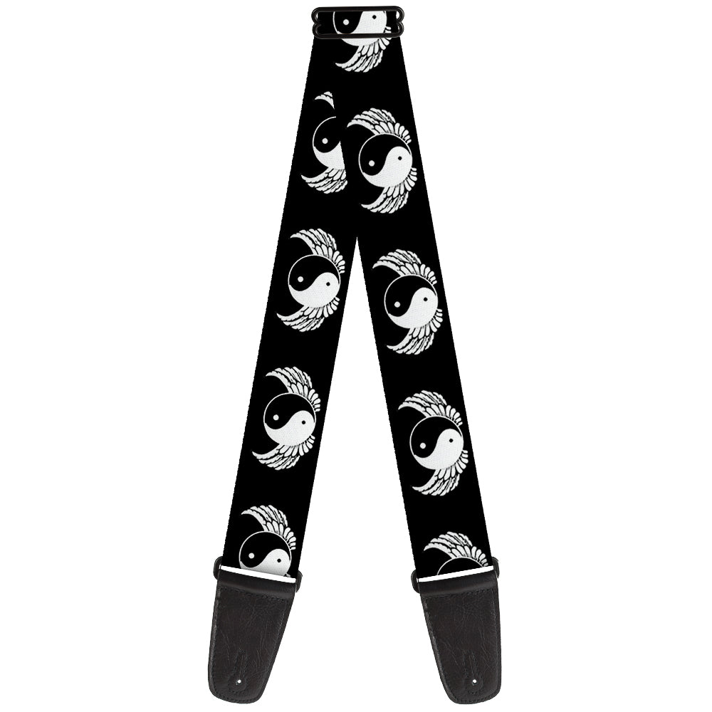 Guitar Strap - Yin Yang w Wings Black White Guitar Straps Buckle-Down   