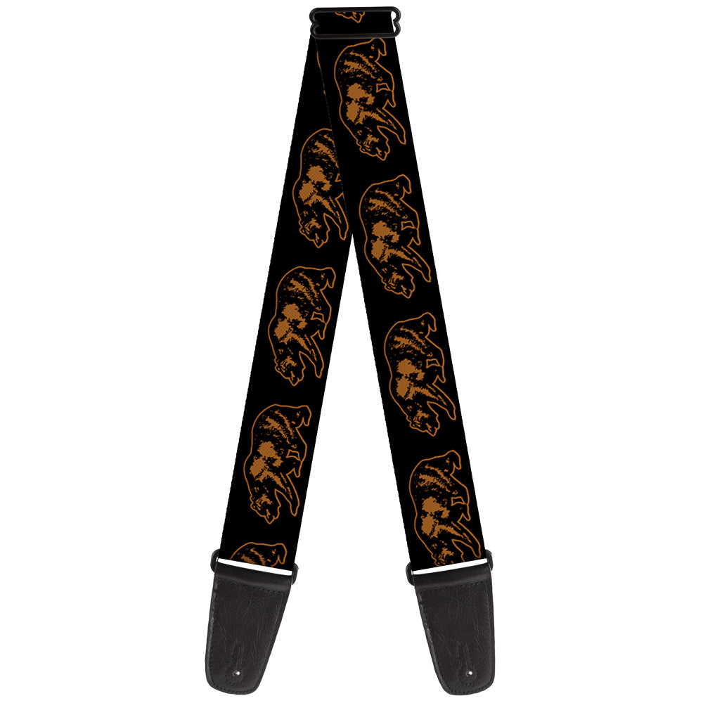 Guitar Strap - California Grizzly Bear Outline Black Brown Guitar Straps Buckle-Down   