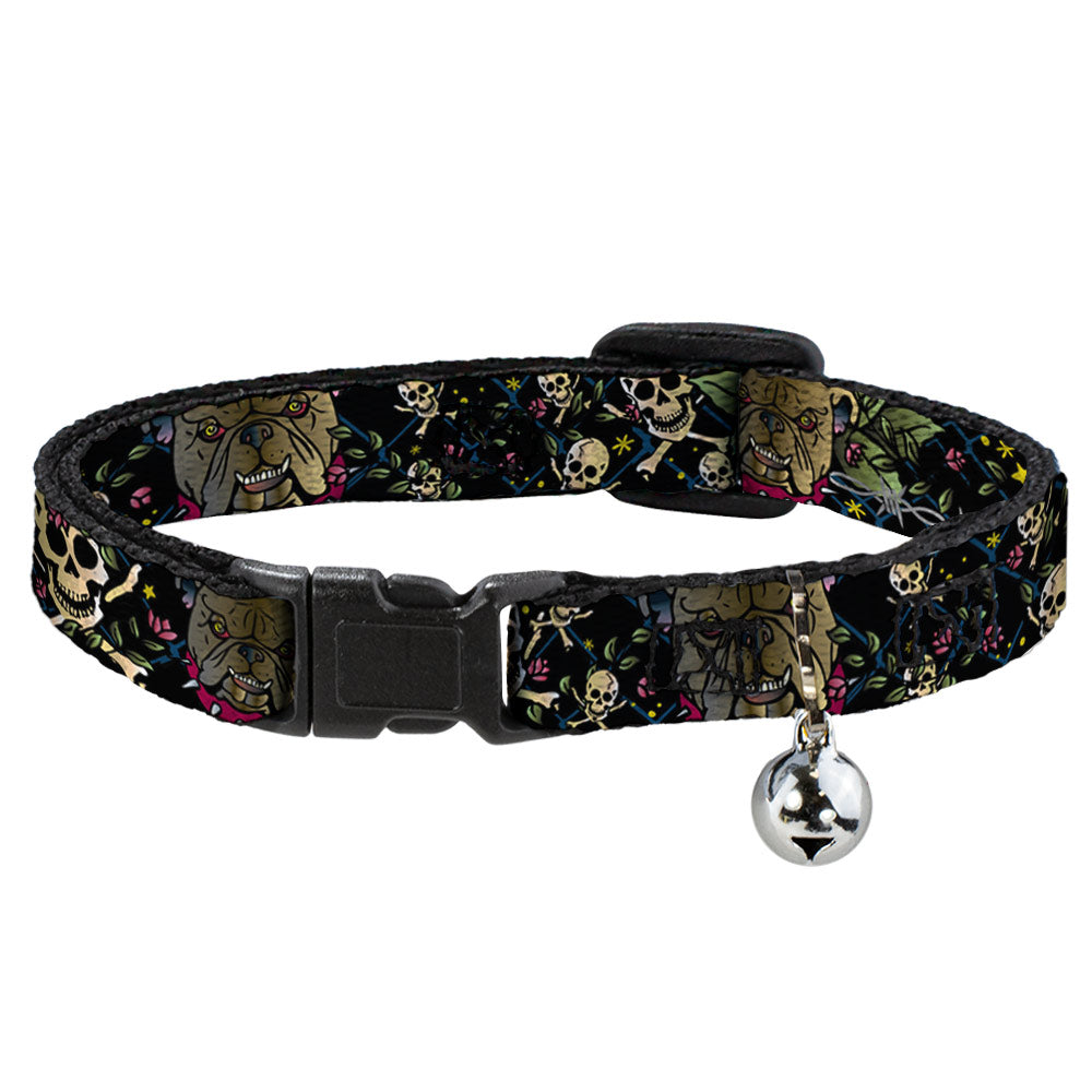 Cat Collar Breakaway - Trust No One CLOSE-UP Black Breakaway Cat Collars Buckle-Down   