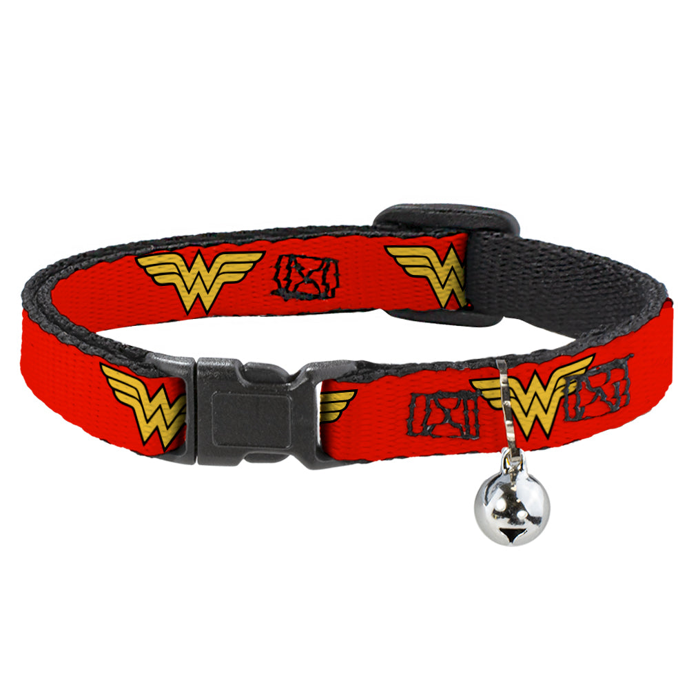 Cat Collar Breakaway - Wonder Woman Logo Red Breakaway Cat Collars DC Comics   