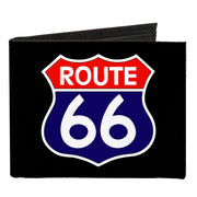 Canvas Bi-Fold Wallet - ROUTE 66 Highway Sign Black White Red Blue Canvas Bi-Fold Wallets Buckle-Down   