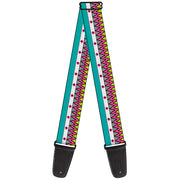 Guitar Strap - Aztec 14 Seafoam Green White Pink Lime Green Black Guitar Straps Buckle-Down   