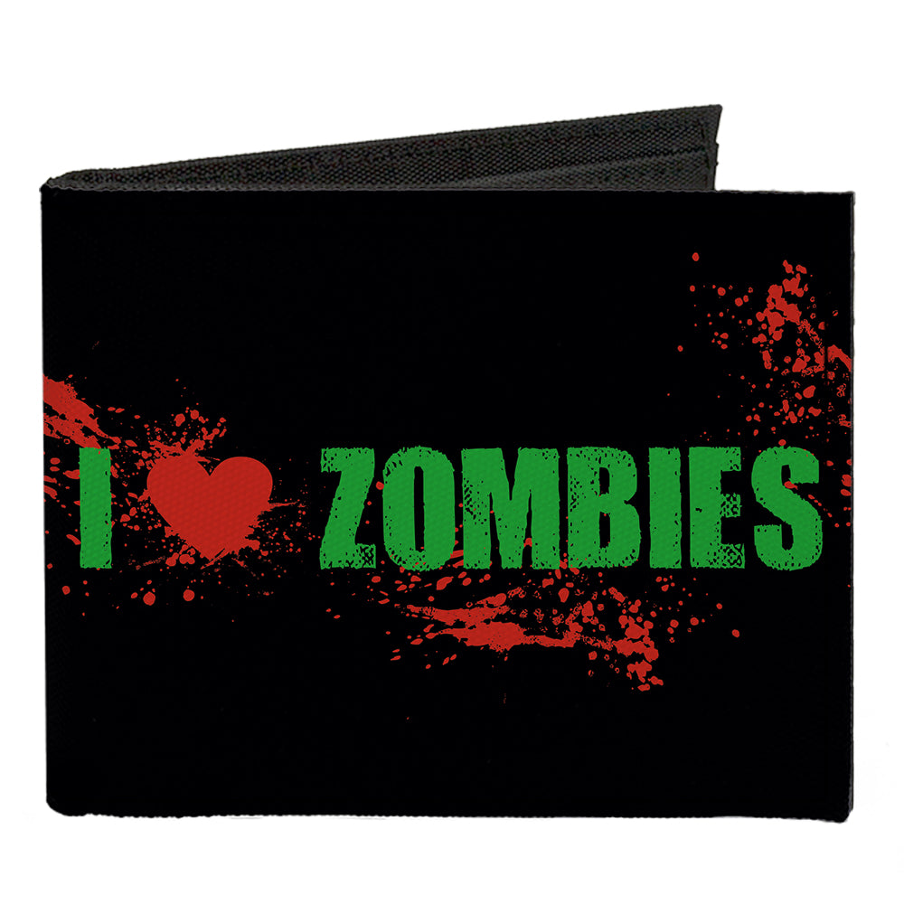 Canvas Bi-Fold Wallet - I "Heart" ZOMBIES Bold Splatter Black Green Red Canvas Bi-Fold Wallets Buckle-Down   