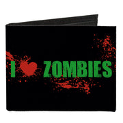 Canvas Bi-Fold Wallet - I "Heart" ZOMBIES Bold Splatter Black Green Red Canvas Bi-Fold Wallets Buckle-Down   
