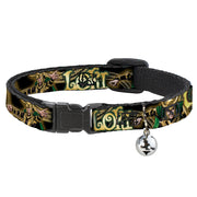 Cat Collar Breakaway - LOKI Poses Black Gold Green Breakaway Cat Collars Marvel Comics   