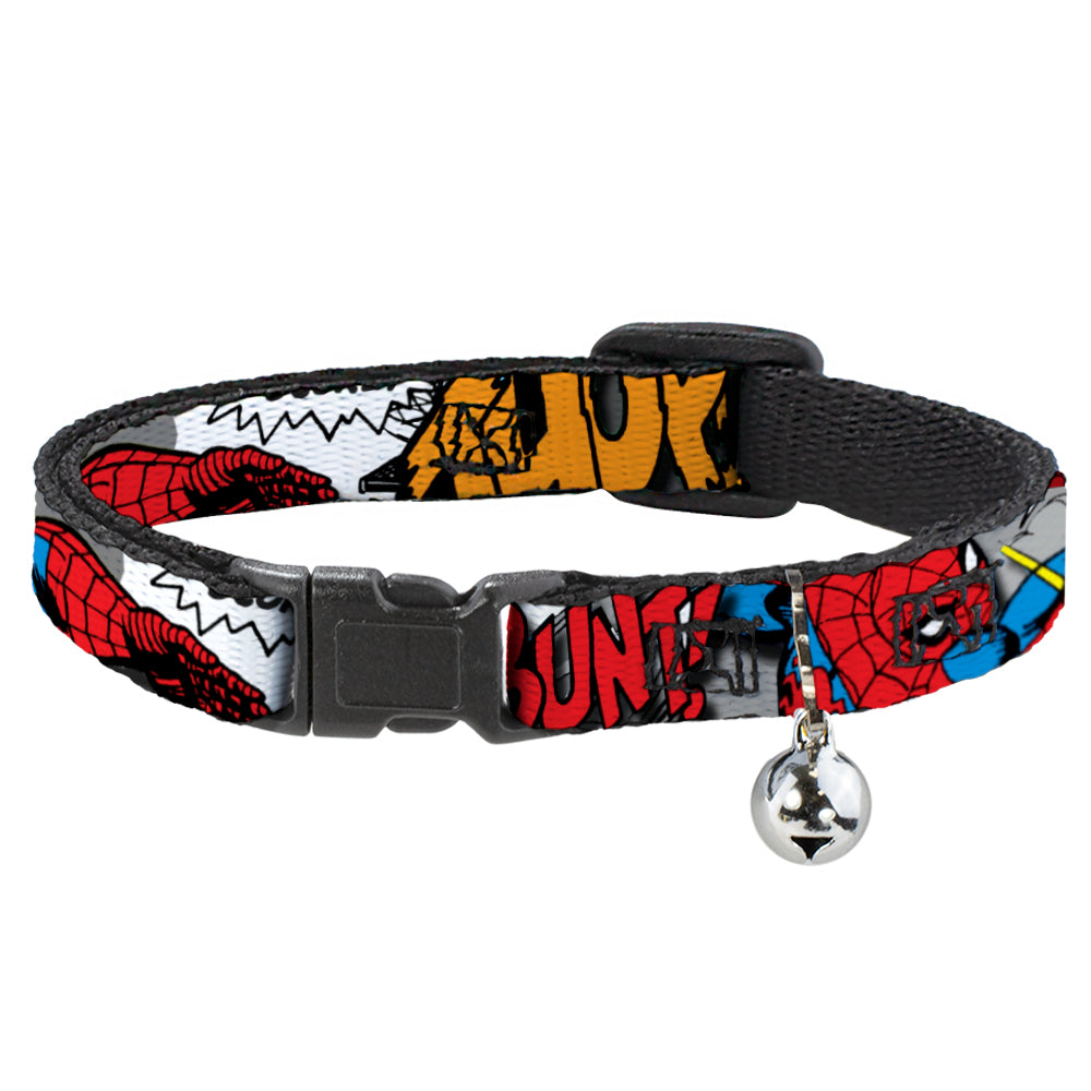 MARVEL COMICS Cat Collar Breakaway - Spider-Man w Action Verbiage Breakaway Cat Collars Marvel Comics   