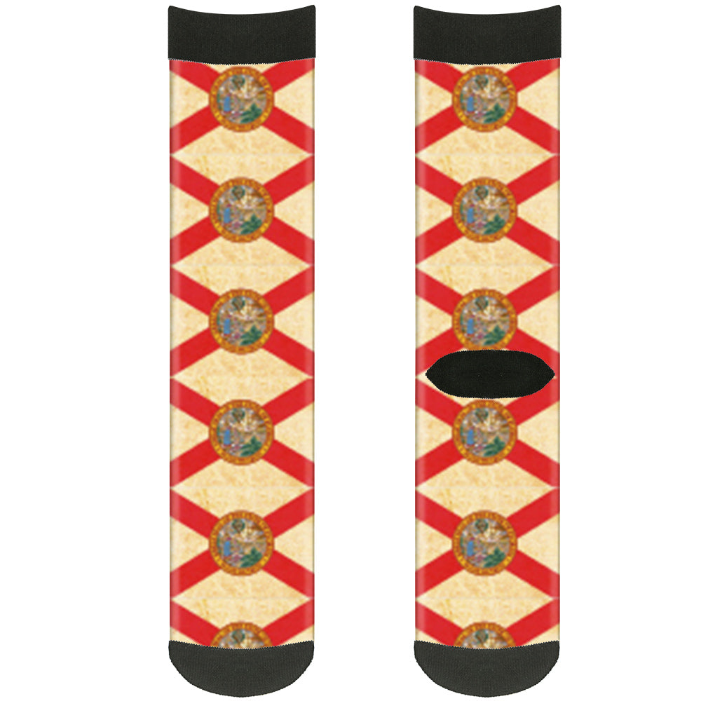 Sock Pair - Polyester - Florida Flags Black - CREW Socks Buckle-Down   