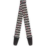 Guitar Strap - Skull w Bow Black White Red Guitar Straps Buckle-Down   