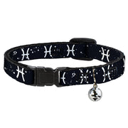 Cat Collar Breakaway - Zodiac Pisces Symbol Constellations Black White Breakaway Cat Collars Buckle-Down   