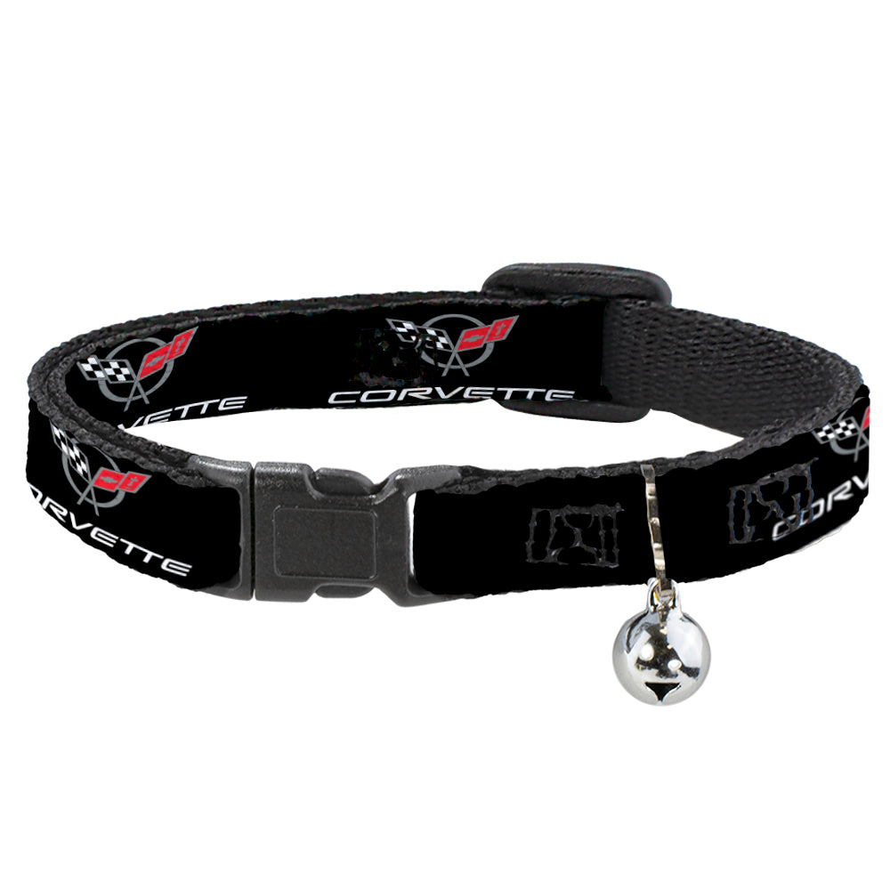 Cat Collar Breakaway - CORVETTE C5 Logo Black Gray White Red REPEAT Breakaway Cat Collars GM General Motors   
