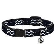 Cat Collar Breakaway - Zodiac Aquarius Symbol Constellations Black White Breakaway Cat Collars Buckle-Down   