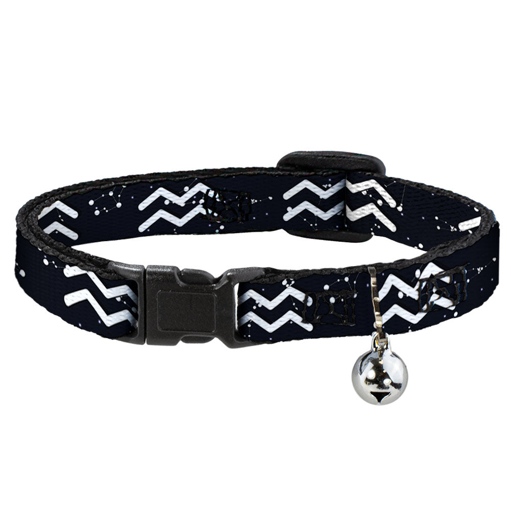 Cat Collar Breakaway - Zodiac Aquarius Symbol Constellations Black White Breakaway Cat Collars Buckle-Down   