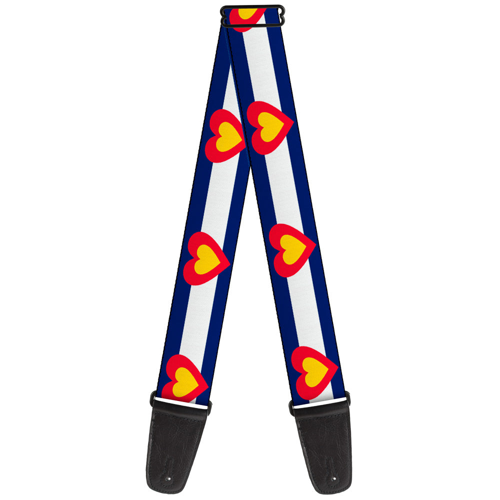 Guitar Strap - Colorado Heart Blue White Red Yellow Guitar Straps Buckle-Down   
