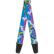 Guitar Strap - Unicorns Rainbows Stars Blue Rainbow White Guitar Straps Buckle-Down   