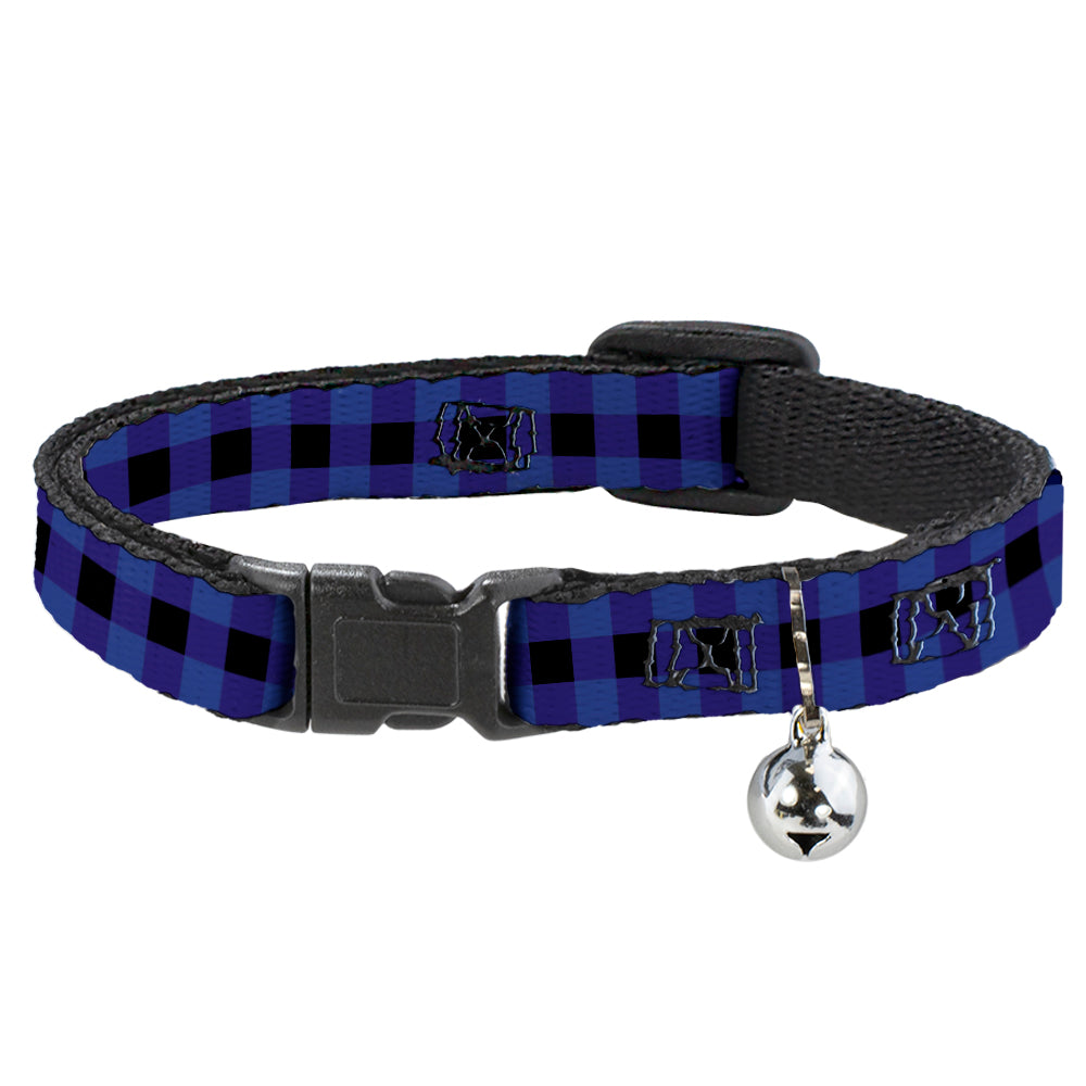 Cat Collar Breakaway - Buffalo Plaid Black Blue Breakaway Cat Collars Buckle-Down   