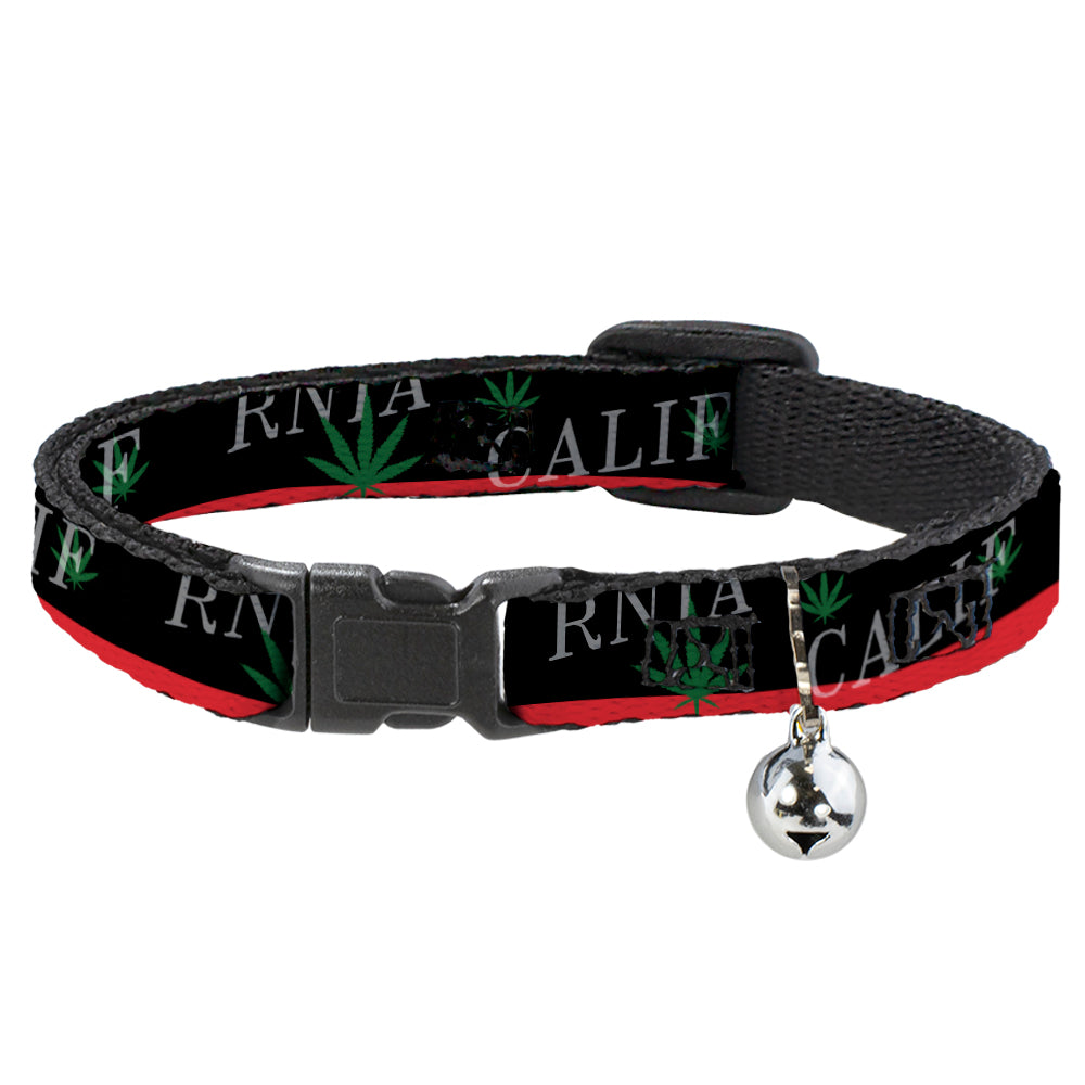 Cat Collar Breakaway - CALIFORNIA Pot Leaf Black Red Green White Breakaway Cat Collars Buckle-Down   