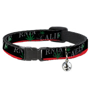 Cat Collar Breakaway - CALIFORNIA Pot Leaf Black Red Green White Breakaway Cat Collars Buckle-Down   