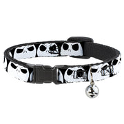 Cat Collar Breakaway - Nightmare Before Christmas 7-Jack Expressions CLOSE-UP Black White Breakaway Cat Collars Disney   
