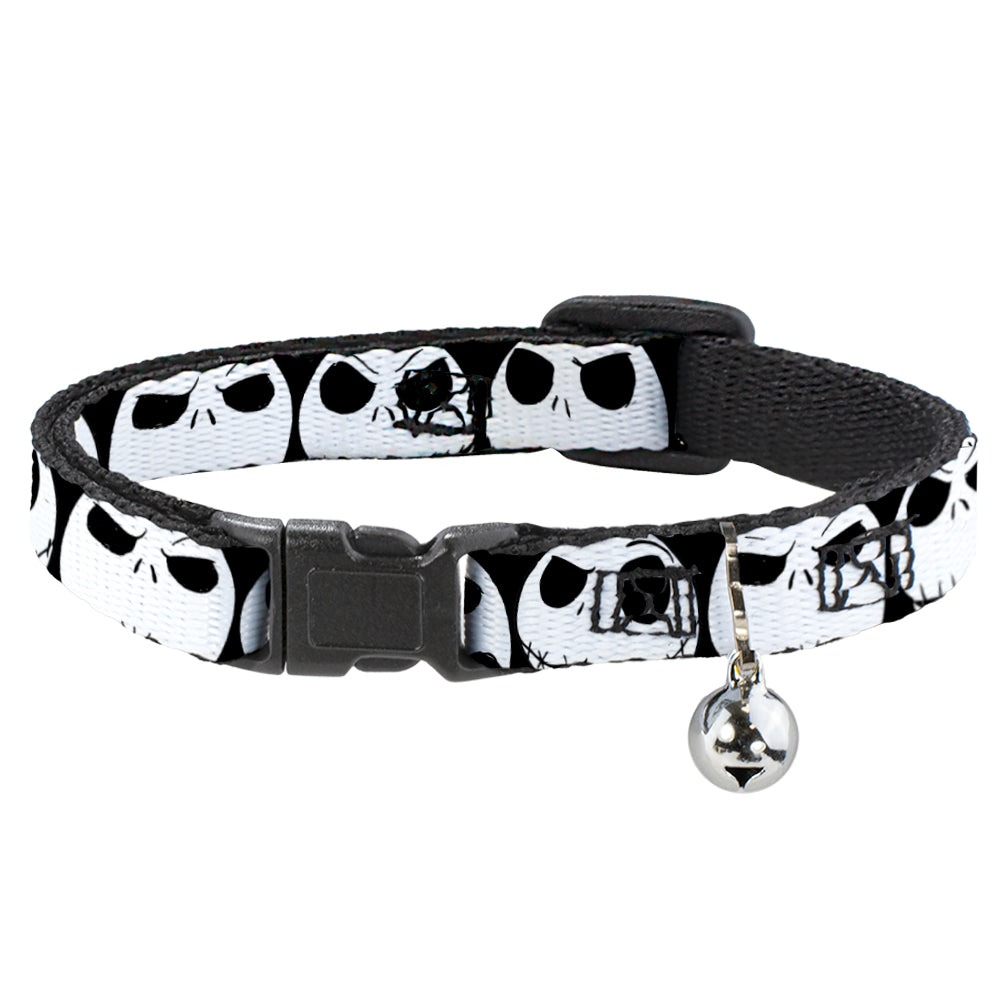 Cat Collar Breakaway - Nightmare Before Christmas 7-Jack Expressions CLOSE-UP Black White Breakaway Cat Collars Disney   