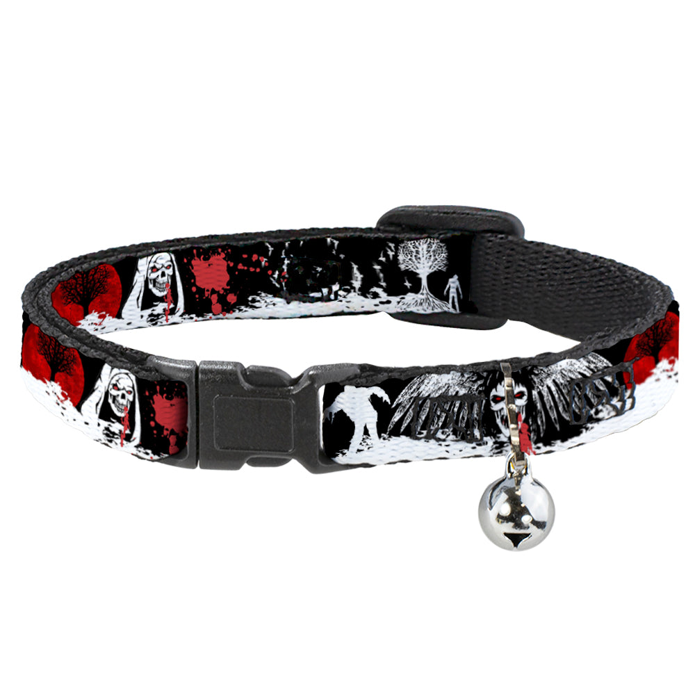 Cat Collar Breakaway - Fright Night Black White Red Breakaway Cat Collars Buckle-Down   